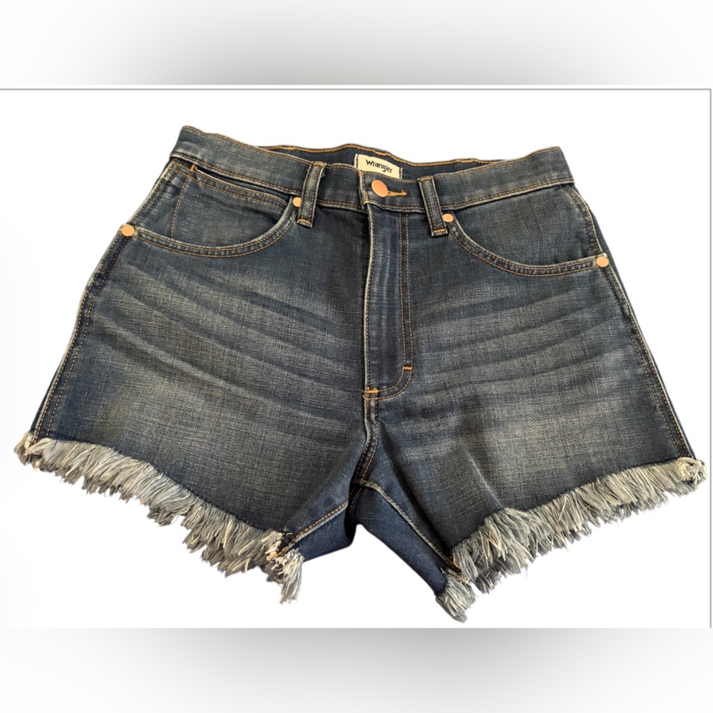 Wrangler Blue Frayed Hem Denim Cutoff Shorts new no tags